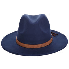 Load image into Gallery viewer, Women Wide Brim Wool Felt Jazz Fedora Hats Panama Style Ladies Trilby Gambler Hat Fashion Party Cowboy Sunshade Cap