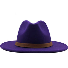 Load image into Gallery viewer, Women Wide Brim Wool Felt Jazz Fedora Hats Panama Style Ladies Trilby Gambler Hat Fashion Party Cowboy Sunshade Cap