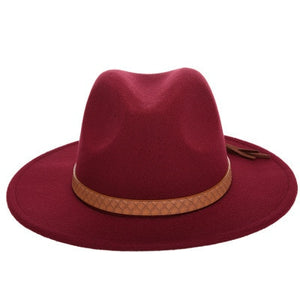 Women Wide Brim Wool Felt Jazz Fedora Hats Panama Style Ladies Trilby Gambler Hat Fashion Party Cowboy Sunshade Cap