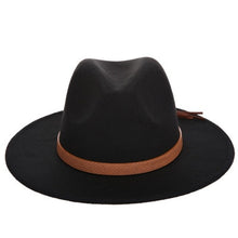 Load image into Gallery viewer, Women Wide Brim Wool Felt Jazz Fedora Hats Panama Style Ladies Trilby Gambler Hat Fashion Party Cowboy Sunshade Cap