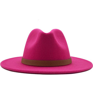 Women Wide Brim Wool Felt Jazz Fedora Hats Panama Style Ladies Trilby Gambler Hat Fashion Party Cowboy Sunshade Cap